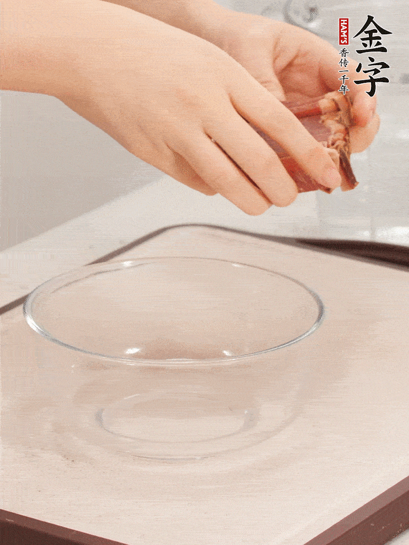 火腿切片、溫水浸泡5分鐘